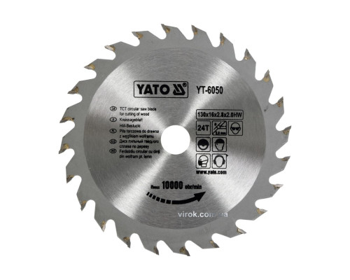 Диск пиляльний победітовий по дереву YATO: 130х16х2.8х2.0 мм, 24 зубці, R.P.M до 10000 1/хв [25/50]