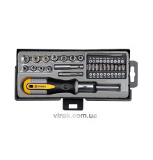 Викрутка реверсивна VOREL : тріщатка,  21 насадки, адаптер, тримач, Cr-V [кейс]. Набір 36 Од. [6/24]
