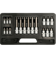 Набір головок торцевих з насадками HEX YATO: квадрат 1/2"-1/4" HEX 3-12 мм 18 Од (кейс)[10]