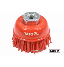Щітка зачисна з нейлоновим ворсом "чашка", до КШМ YATO : Ø=65 мм, гайка- М14 [10/80]