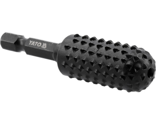 Фреза рашпільна циліндрична по дереву YATO Ø= 16 мм, l= 65 мм, 6-гран. шпиндель 1/4" з вуглец сталі