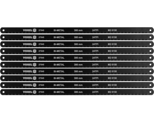 Полотно різал до ножівки по металу BI-мет VOREL М2 CrV6150, 300х12,6х0,65 мм, 24 зуби/1" паков. 10шт