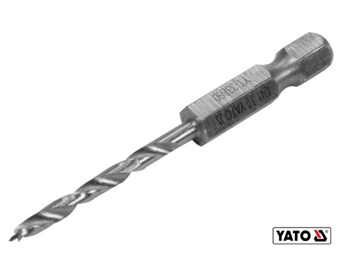 Сверло по дереву YATO: Ø3 x 65/35 мм, хвостовик-HEX 1/4", HSS 4241(DW)