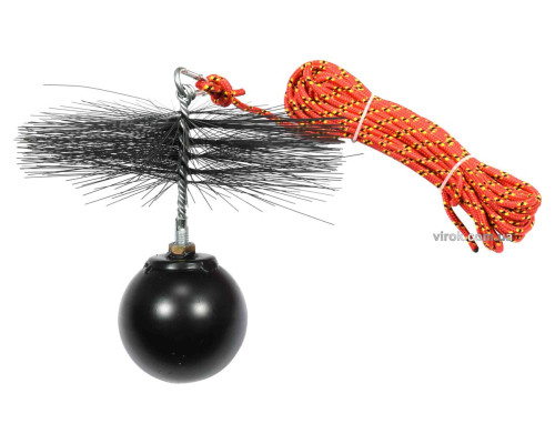 Набір для очищення димарів VOREL : шнур Ø= 8 мм, l= 10 м; йорж Ø= 250 мм; гиря- 2.5 кг [1]