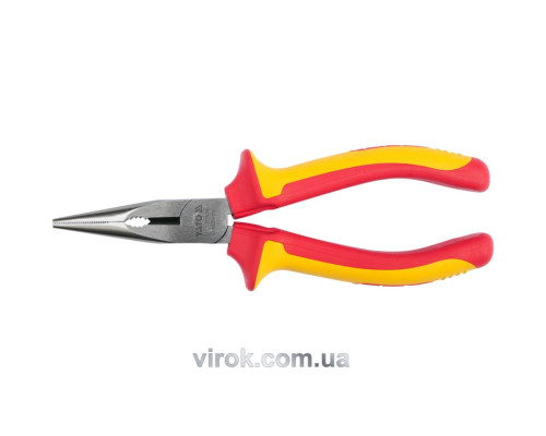Щипці електромонтажні подовжені півкруглі прямі YATO : L= 160 мм з ізоляцією 1000V [6/36]