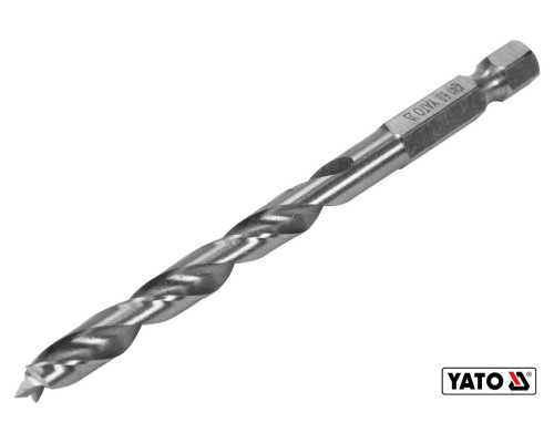 Сверло по дереву YATO: Ø6 x 90/55 мм, хвостовик-HEX 1/4", HSS 4241(DW)