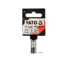 Головка торцева 6-гранна YATO : квадрат 1/4", М8, CrV [Блістер] [6/360]