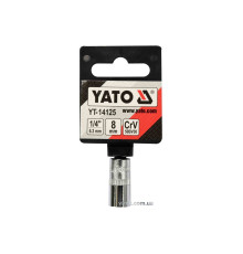 Головка торцева 6-гранна YATO : квадрат 1/4", М8, CrV [Блістер] [6/360]
