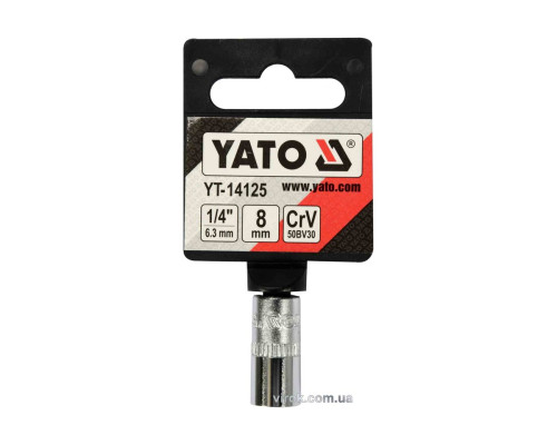 Головка торцева 6-гранна YATO : квадрат 1/4", М8, CrV [Блістер] [6/360]