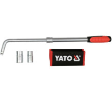 Ключ для колес телескопический YATO L-образный, квадр-1/2", 2 насадки: М17x19 и М21х23, l=385-530 мм.