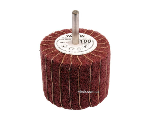 Круг пелюстковий шліфувальний YATO : подовжений Ø=60 мм, К60, шпиндель Ø= 6 мм, H= 50 мм [10/60]