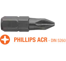 Насадка викруткова USH Industry : Phillips ACR PH3 x 25 мм (з зубцями) Уп. 5 шт.