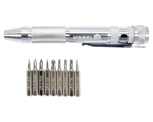 Викрутка реверсивна VOREL : 9 насадок [8/144]