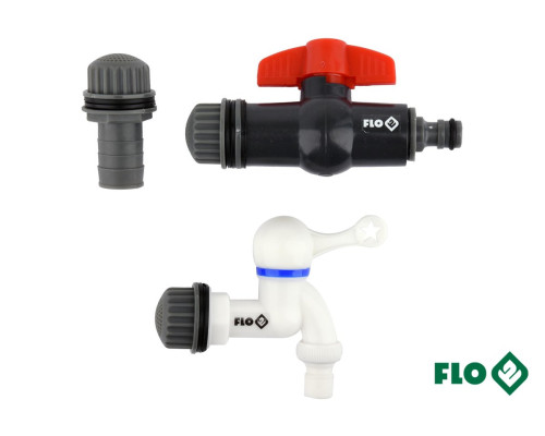 Вентилі для збірного бака дощової води FLO : Ø= 3/4", з ПВХ, 3 шт [50]