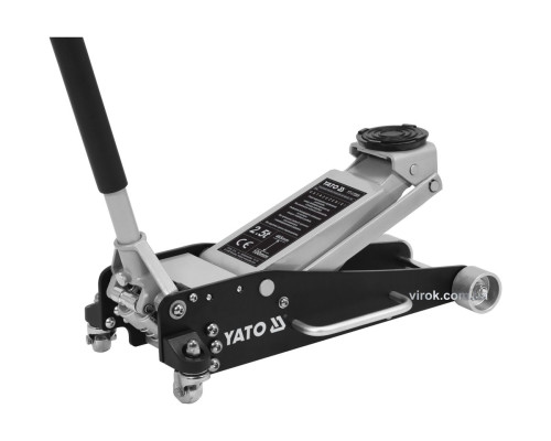 Домкрат гидравлический алюминиевый подкатный низкопрофильный легкий YATO : 2.5 т, H= 100 - 465 мм [1]