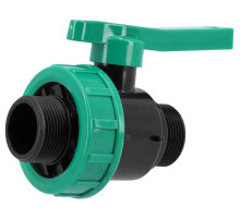 Кран шаровой к водяным пластиковым трубам Ø= 5/4" Х 5/4" M/M-резьб FLO из полипроп, для давления 16Bar