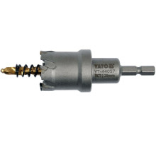 Сверло коронка по металлу TCT YATO: Ø29 x103 мм, толщ. до 25мм, с направляющим, 6-гран. хвост 1/4" [10]