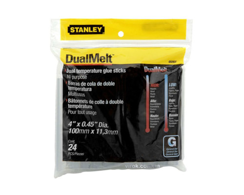 Стержні клейові STANLEY "DualTemp" : Ø=11.3 мм, L=101 мм, уп. 24 шт.