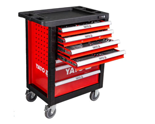 Шафа з інструментами YATO, на колесах, 7 шуфляд, 958x766x465 мм, набір 400 шт.