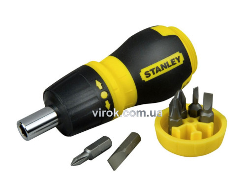 Викрутка реверсивна STANLEY "Multibit Stubby" : магнітний тримач, насадки 6 (Компл.7 Шт.)
