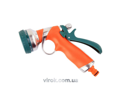 Ороситель-пистолет 8-режимный FLO к шлангу 1/2", TPR-пластик + цинк [6/24]