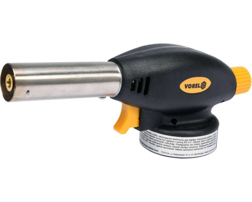 Пальник газовий VOREL з п`єзозапалом; тип з`єднання EN417 (цангове)макс. t=1300°C, P=1,3 кВт [10/60]