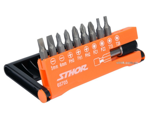 Набір насадок викруткових STHOR : 1/4", l= 25 мм, з тримачем- 60 мм, кпл. 10 шт. [5/80]
