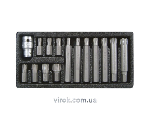 Набор отверточных насадок YATO : "RIBE", L= 30, 75 мм, адаптер 1/2", металлический кейс. 15 шт [20]