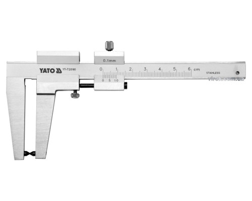 Штангенциркуль для гальмівних дисків YATO: l=160 мм, з діап.- 0-60 мм, точн ± 0,1мм, губки-55мм [50]