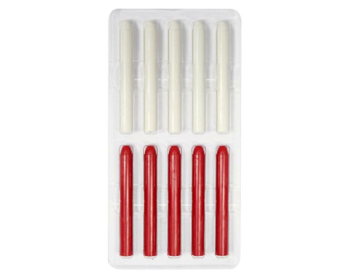 Стержні воскові для олвця-автомата VOREL Ø= 10 мм, l= 85 мм, 5 червоні і 5 білі [10]
