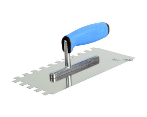 Терка гладилка VIROK PROFI : Нержавіюча, зубчата, L= 270x130 мм, зуб 8х8