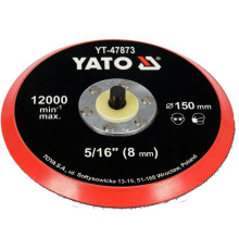Диск кріпильний опорний з липучкою для полірування YATO Ø= 150мм з гвинтов шпинделем Ø= 5/16" (8 мм)
