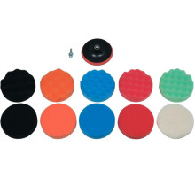 Губки і хутро полірувальні, на липучці YATO Ø= 125мм, h= 25мм з опорн диском і адаптером М14, 12 ел