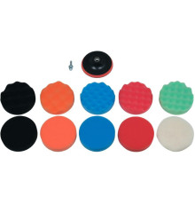 Губки і хутро полірувальні, на липучці YATO Ø= 125мм, h= 25мм з опорн диском і адаптером М14, 12 ел