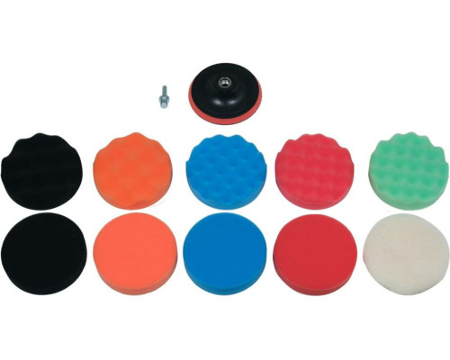 Губки і хутро полірувальні, на липучці YATO Ø= 125мм, h= 25мм з опорн диском і адаптером М14, 12 ел