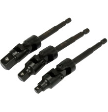 Тримачі-адаптери торц головок шар YATO: з 6-гран.- 1/4" до квадр-1/4",3/8",1/2", L= 125мм, Cr-V, 3шт