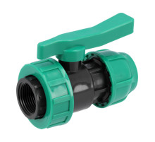 Кран шаровой к водяным пластиковым трубам Ø= 32мм Х 1" F-резьб FLO из полипропилена, для давления 16 Bar