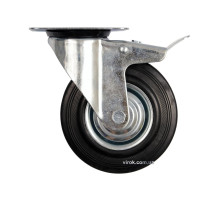 Колесо к тележке Ø=160 мм, b=40 мм VOREL с вращающейся опорой и тормозом; h=195мм, погруз.- 130кг [8]