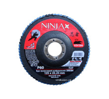 Круг пелюстковий шліфувальний NINJA Zirconium : Т27, 125х22 мм, Р60, Al, Inox, Steel [10/200шт. уп]