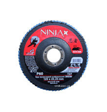 Круг пелюстковий шліфувальний NINJA Zirconium : Т27, 125х22 мм, Р60, Al, Inox, Steel [10/200шт. уп]