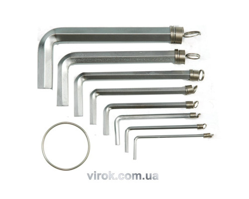 Ключі 6-гранні L-подібні VOREL : на кільці, М2,0-10. Cr-V, Набір 8 шт. [20/100]