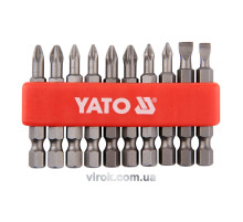 Набір насадок викруткових YATO : SL5, SL6, PH1/1, PH2/2, PZ1/1, PZ2/2, L= 50 мм. 10шт. [25/100]