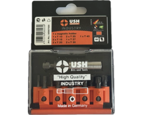Набір насадок викруткових Industry USH: 1/4" з магнітним тримачем, T10-T40, 12ел.