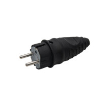 Вилка сетевая VIROK 16А/250V с заземлением прямая из каучука