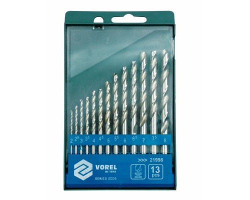 Набір свердл по металу STHOR HSS Ø=2,0-8,0 мм, 13 шт. [10/50]