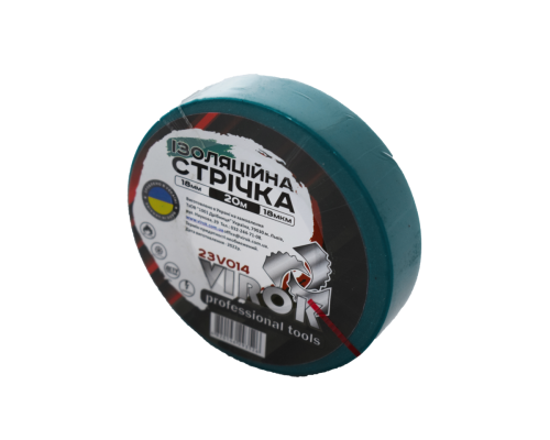 Стрічка ізоляційна VIROK : 18 мм 20 м x 0,18 мм ЗЕЛЕНА [156]