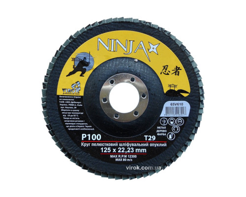 Круг пелюстковий шліфувальний NINJA опуклий : Т29, 125х22 мм, Р100 (10/200 шт. уп)