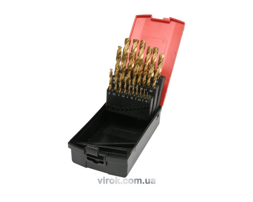 Свердла по металу титанові YATO : HSS-TiN Ø= 1-13 мм. (Набір/25 Шт.) [5/20]