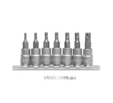 Набір головок YATO : TORX TS10-TS40, квадрат 1/4" торцеві, L= 35 мм. 7 шт. [12/48]