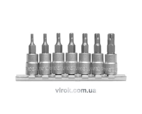 Набор головок YATO: TORX TS10-TS40, квадрат 1/4" торцевый, L= 35 мм. 7 шт. [12/48]